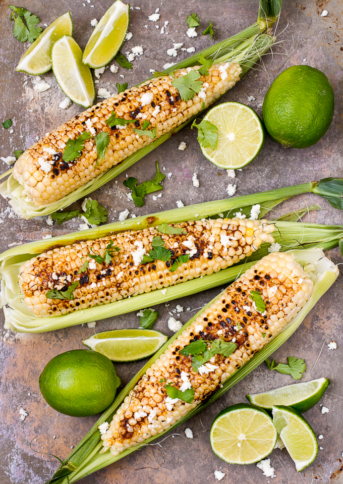 Grilled Corn with Chile Butter, Lime & Queso Fresco