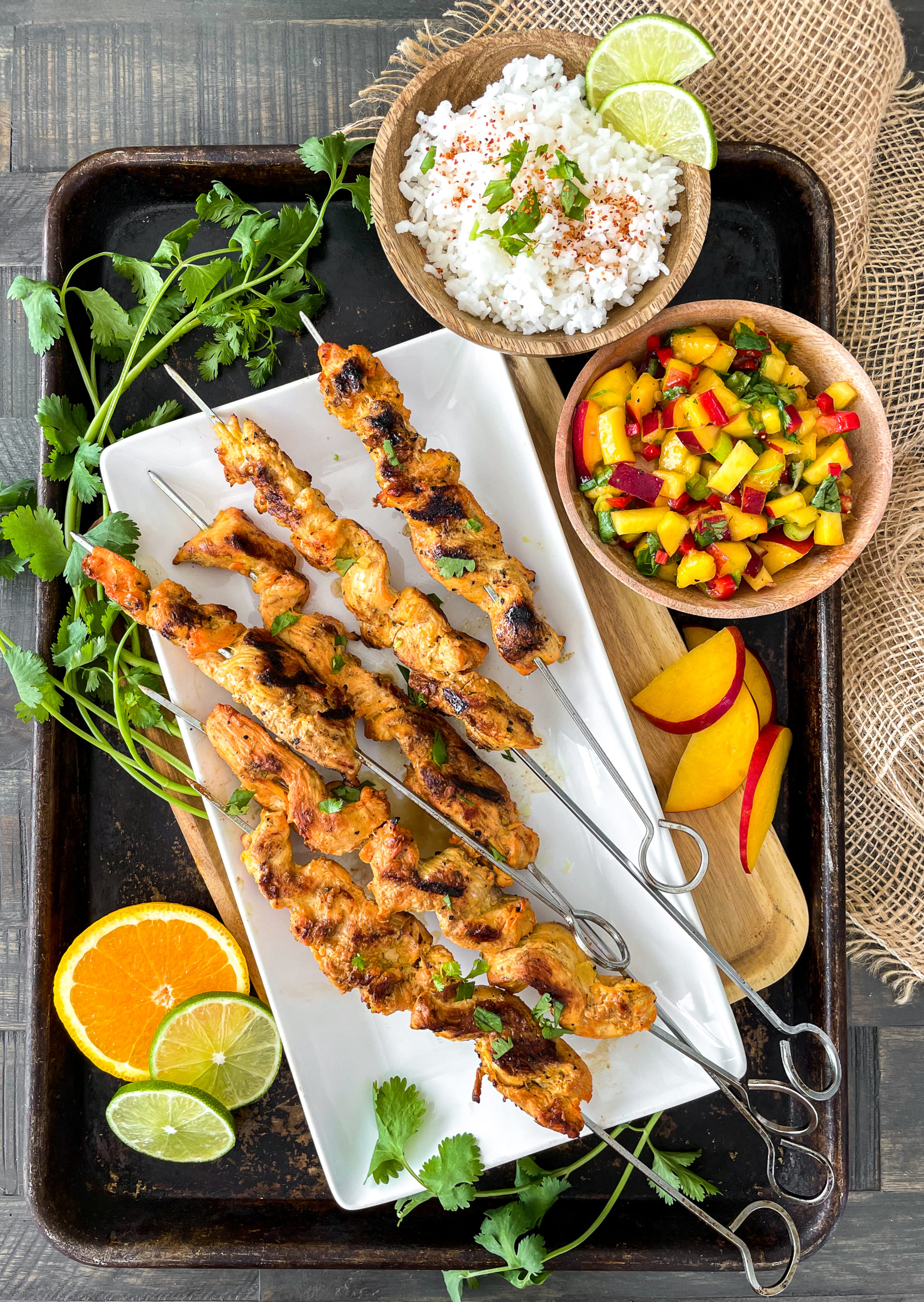 Yucatan Chicken Skewers With Nectarine Salsa