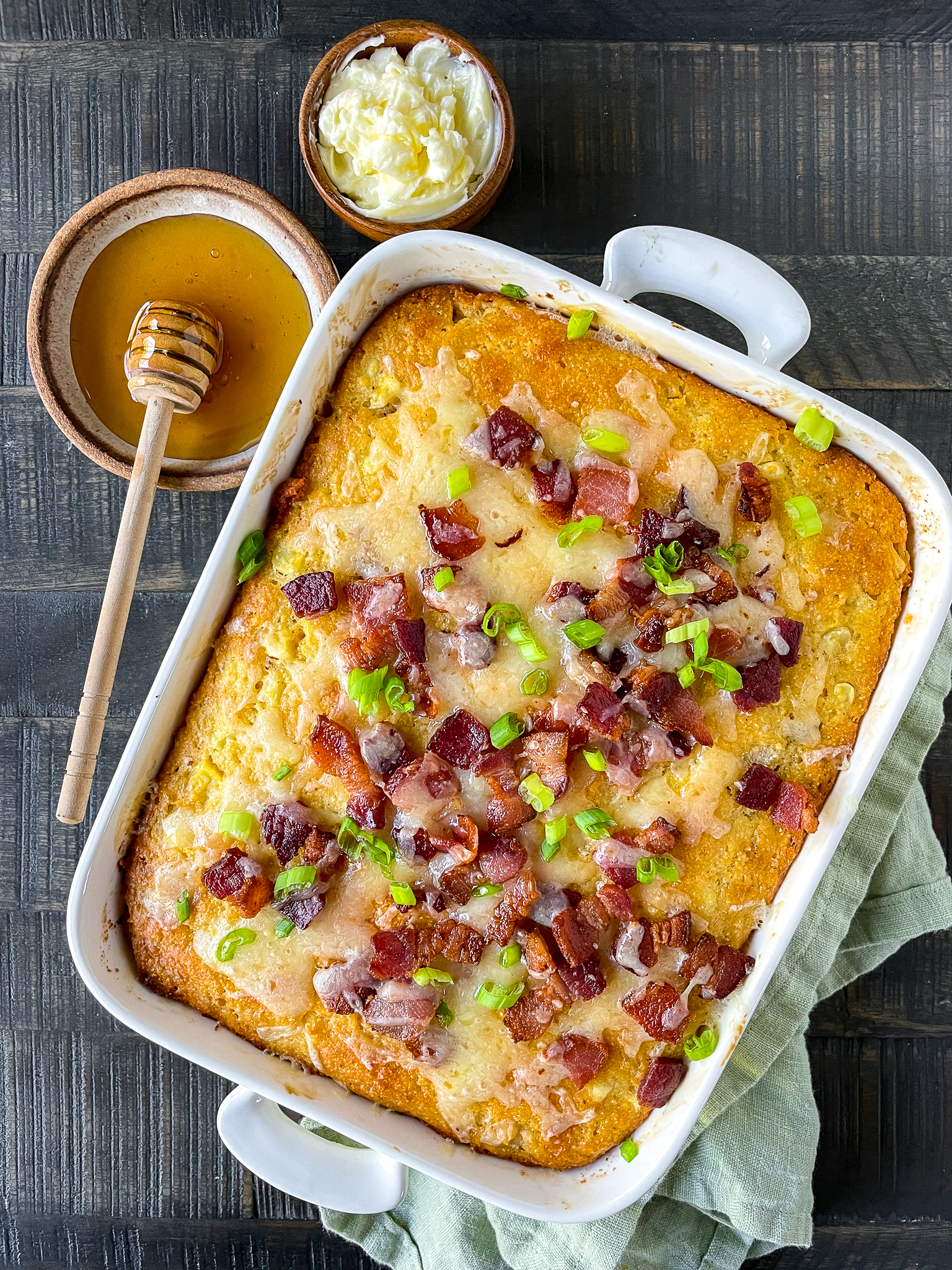 Cheesy Bacon Cornbread Casserole